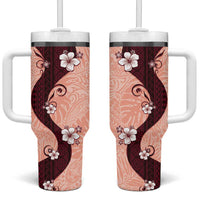 Polynesia Hibiscus Tumbler With Handle Rose Bud Curve Motif - Polynesian Pride