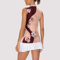 Polynesia Hibiscus Women Sleeveless Polo Shirt Rose Bud Curve Motif LT05 - Polynesian Pride
