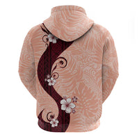 Polynesia Hibiscus Zip Hoodie Rose Bud Curve Motif - Polynesian Pride