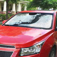 Polynesia Hibiscus Auto Sun Shade White Curve Motif - Polynesian Pride