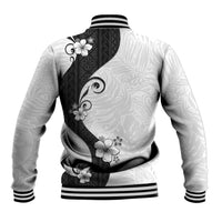 Polynesia Hibiscus Baseball Jacket White Curve Motif - Polynesian Pride