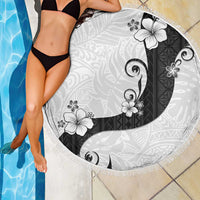 Polynesia Hibiscus Beach Blanket White Curve Motif - Polynesian Pride