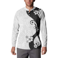 Polynesia Hibiscus Button Sweatshirt White Curve Motif - Polynesian Pride