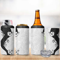 Polynesia Hibiscus 4 in 1 Can Cooler Tumbler White Curve Motif - Polynesian Pride