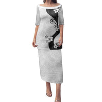 Polynesia Hibiscus Family Matching Puletasi and Hawaiian Shirt White Curve Motif - Polynesian Pride