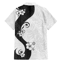 Polynesia Hibiscus Family Matching Short Sleeve Bodycon Dress and Hawaiian Shirt White Curve Motif - Polynesian Pride