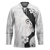 Polynesia Hibiscus Hockey Jersey White Curve Motif LT05 Unisex White - Polynesian Pride