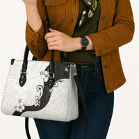 Polynesia Hibiscus Leather Bag White Curve Motif - Polynesian Pride