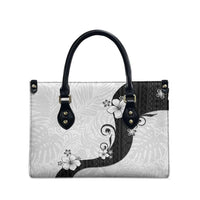 Polynesia Hibiscus Leather Bag White Curve Motif - Polynesian Pride