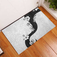 Polynesia Hibiscus Rubber Doormat White Curve Motif - Polynesian Pride