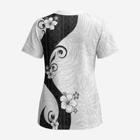 Polynesia Hibiscus Scrub Top White Curve Motif - Polynesian Pride