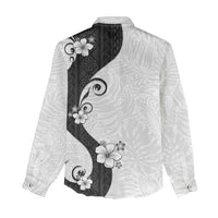Polynesia Hibiscus Women Casual Shirt White Curve Motif - Polynesian Pride