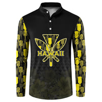 Personalised Aloha Hawaii Kahili Button Sweatshirt Kanaka Maoli With Kakau Pattern LT05 Black - Polynesian Pride