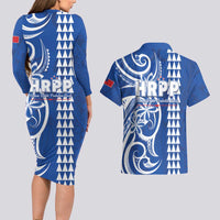 Samoa HRPP Party Couples Matching Long Sleeve Bodycon Dress and Hawaiian Shirt Polynesian Pattern - Polynesian Pride