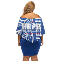 Samoa HRPP Party Off Shoulder Short Dress Polynesian Pattern - Polynesian Pride