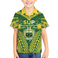 Samoa SUP Family Matching Long Sleeve Bodycon Dress and Hawaiian Shirt Samoan Coat Of Arms - Polynesian Pride