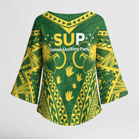 Samoa SUP Kimono Sleeve Blouse Samoan Coat Of Arms - Polynesian Pride