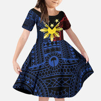 Philippines Sun Star Family Matching Off Shoulder Maxi Dress and Hawaiian Shirt Igorot Tribal Inspiration - Polynesian Pride