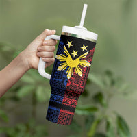 Philippines Sun Star Tumbler With Handle Igorot Tribal Inspiration - Polynesian Pride
