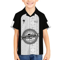 Personalized Fiji Obstacle Race 2023 Family Matching Long Sleeve Bodycon Dress and Hawaiian Shirt Never Give Up LT05 Son's Shirt Black - Polynesian Pride
