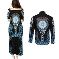 Personalized Fiji Obstacle Race 2023 Couples Matching Puletasi Dress and Long Sleeve Button Shirts Go Champion LT05 - Polynesian Pride