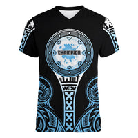 Personalized Fiji Obstacle Race 2023 Women V Neck T Shirt Go Champion LT05 Female Blue - Polynesian Pride