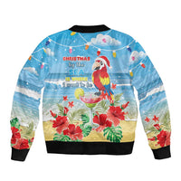 Hawaii Christmas Bomber Jacket Funny Macaw Parrot Tropical Vibe
