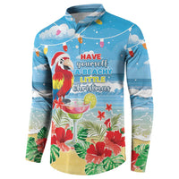 Hawaii Christmas Button Sweatshirt Funny Macaw Parrot Tropical Vibe