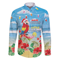 Hawaii Christmas Family Matching Long Sleeve Bodycon Dress and Hawaiian Shirt Funny Macaw Parrot Tropical Vibe