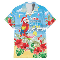 Hawaii Christmas Family Matching Off Shoulder Short Dress and Hawaiian Shirt Funny Macaw Parrot Tropical Vibe