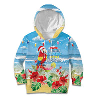 Hawaii Christmas Kid Hoodie Funny Macaw Parrot Tropical Vibe LT05 Hoodie Blue - Polynesian Pride