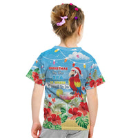 Hawaii Christmas Kid T Shirt Funny Macaw Parrot Tropical Vibe
