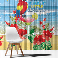 Hawaii Christmas Window Curtain Funny Macaw Parrot Tropical Vibe