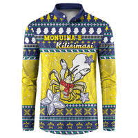 Niue The Rock Christmas Button Sweatshirt Niuean Crab Monuina E Kilisimasi LT05 Blue - Polynesian Pride