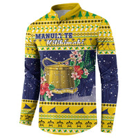 Tokelau Christmas Button Sweatshirt Tokelauan Badge Manuia Te Kilihimahi