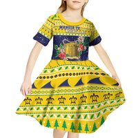 Tokelau Christmas Kid Short Sleeve Dress Tokelauan Badge Manuia Te Kilihimahi
