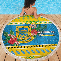 Tuvalu Christmas Beach Blanket Coat Of Arms Manuia Te Kilisimasi
