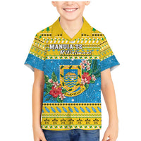 Tuvalu Christmas Family Matching Mermaid Dress and Hawaiian Shirt Coat Of Arms Manuia Te Kilisimasi