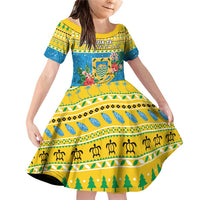 Tuvalu Christmas Family Matching Off Shoulder Short Dress and Hawaiian Shirt Coat Of Arms Manuia Te Kilisimasi