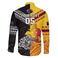 New Zealand And Papua New Guinea Rugby Custom Family Matching Off The Shoulder Long Sleeve Dress and Hawaiian Shirt Maori Kiwi With Bird of Paradise