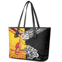 New Zealand And Papua New Guinea Rugby Custom Leather Tote Bag Maori Kiwi With Bird of Paradise