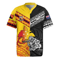 New Zealand And Papua New Guinea Rugby Custom Rugby Jersey Maori Kiwi With Bird of Paradise LT05 Black - Polynesian Pride