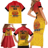 Papua New Guinea Rugby Custom Family Matching Short Sleeve Bodycon Dress and Hawaiian Shirt Go Orchids Pacific Champions