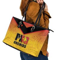 Papua New Guinea Rugby Leather Tote Bag Go Orchids Pacific Champions