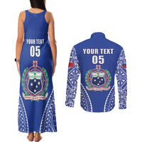 Fetu Samoa Rugby Custom Couples Matching Tank Maxi Dress and Long Sleeve Button Shirt Go Champions