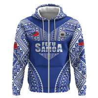 Fetu Samoa Rugby Custom Hoodie Go Champions LT05 Zip Hoodie Blue - Polynesian Pride