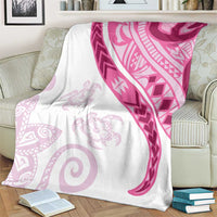 Rose Pink Polynesian Tribal Turtle Floral Pattern Blanket