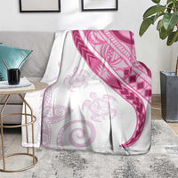 Rose Pink Polynesian Tribal Turtle Floral Pattern Blanket