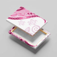 Rose Pink Polynesian Tribal Turtle Floral Pattern Canvas Wall Art