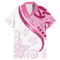 Rose Pink Polynesian Tribal Turtle Floral Pattern Family Matching Mermaid Dress and Hawaiian Shirt